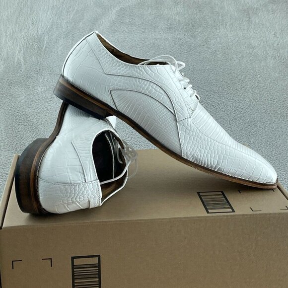 Stacy Adams Men's Turano Bike Toe Oxford, White, 14 NWOB S052 - Picture 1 of 9
